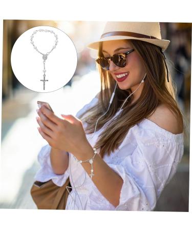 ABOOFAN 10pcs Gold Decor Wrist Bands Women Wrist Jewelry Beaded Bracelets Beaded Jewelry Bracelets for Women Cross Bracelets Cross Bracelet for Women Miss Charm Accessories Acrylic Silver 13X1.5cm - Buy Online on GoSupps.com