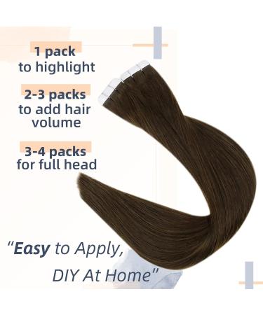 RUNATURE 12 Inch Brown Tape in Human Hair Extensions - 30g Real Human Hair #4 - Buy Online on GoSupps.com