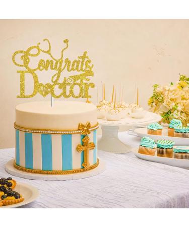Tenhaisi Gold Glitter Congrats Doctor Cake Topper Medical School Doctor Graduation Party Decoration Supplies for Boy Girl College Graduation Cake Decor - Buy Online on GoSupps.com