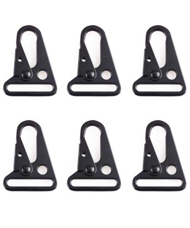 TRIWONDER Enlarged Mouth Clips HK Hook Heavy Duty Snap Hooks Sling Clips for Paracord Outdoors Bag Backpack 1.25" Black (6-pack)