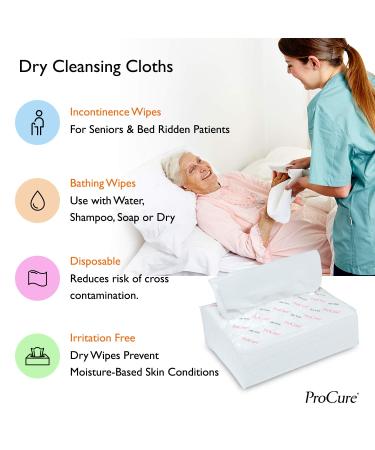 Ultra Soft Dry Wipes 100 Count - Convenient Dispenser Pack - Disposable Cleansing Cloths for Baby, Adults - Hospital Washcloths for Incontinence, Facial Use - Buy Online on GoSupps.com