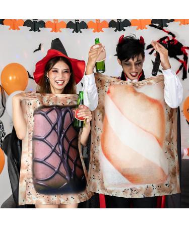 Toulite 2 Pcs Couples Halloween Costumes for Adults Funny Food Couples Costume Butter and Jelly Costume Frame Painting Outfit Chocolate - Buy Online on GoSupps.com