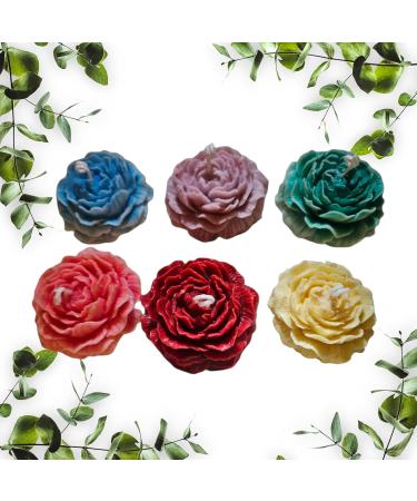 Set of 6 Beautiful Peony Flower-Shaped Scented Candles | Perfect for Special Occasions | International Shipping Available - Buy Online on GoSupps.com