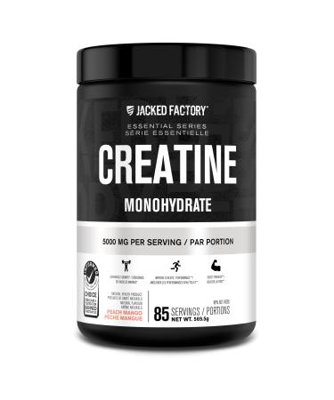 Creatine Monohydrate Powder - Creatine Supplement for Muscle Growth Increased Strength Enhanced Energy Output and Improved Athletic Performance by Jacked Factory - 85 Servings Peach Mango Peach Mango 85 Servings (Pack of 1)