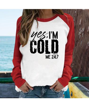 Winter Women's Red Crewneck Sweatshirt with 'I'm Cold' Print - X-Large - Buy Online on GoSupps.com