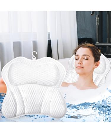 Purpledi Bath Cushions, 4D Bath Cushion with 6 Suction Cups Non-Slip and Powerful for Spa Pillow, Hot Tub, Spa Home, Neck Pil