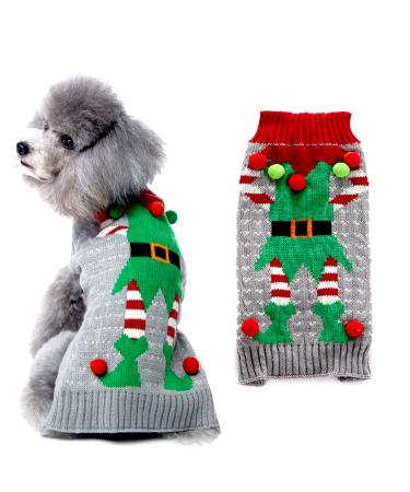 Hrttsy Christmas dog sweater winter warm dog cat sweater clothing pets pet costume puppy sweater pullover clothing for small medium -sized dogs big dog pet sweater medium gray clown