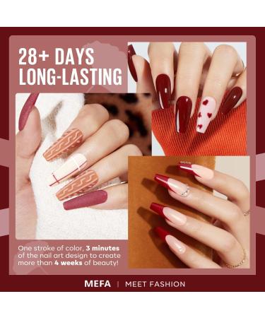 MEFA Autumn Gel Nail Polish Set 12 Colors Red Brown Gel Polish Set Nude Pink Gel Polish Soak Off UV Led Dark Red Glitter Nail Gel Manicure at Home DIY Salon for Women Brown Red - Buy Online on GoSupps.com