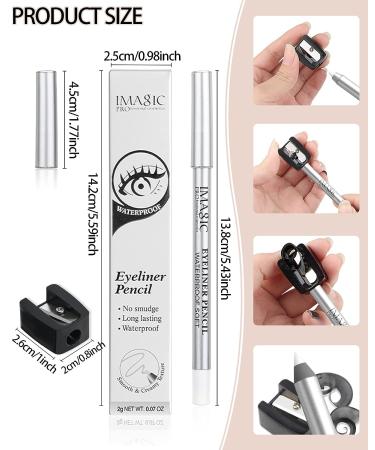 White Waterproof Gel Eyeliner Pen with Sharpener - Long Lasting Matte Formula for Highlighted Eyes | Eyeliner Pencil for Tattoo Effect and Smooth Application - Buy Online on GoSupps.com