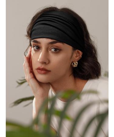 Buy PROPOG Boho Hairband Set for Women | 6 Pcs Wide Elastic Yoga Headbands - Black Hair Accessories for International Shipping - Buy Online on GoSupps.com