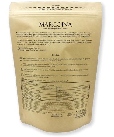 Pure Rosemary Leaves Herbal Loose Tea by Marcoina - Whole Leaves 227g in Resealable bag Caffeine-Free from France - Perfect for Hot Brews and Spices - Known as Salvia Rosmarinus. - 8oz. Rosemary Whole Leaves 227g(8oz) - Buy Online on GoSupps.com