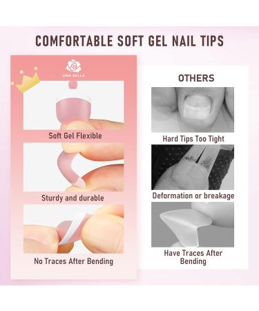 UNA GELLA Peach Pink Toe Nail Press Ons - 216pcs Soft Gel French Tip Nail Tips for DIY & Salon - Soak Off Acrylic Toenails in 12 Sizes - Buy Online on GoSupps.com