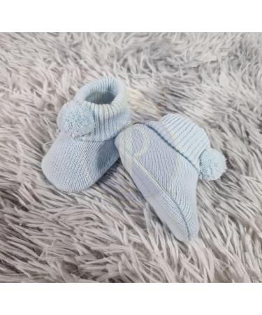 Royal Icon Newborn Baby Booties 0-3 Months | Pom Pom Booties | Soft & Stylish Bootees | Ideal for Indoor & Outdoor Use | RI408 White Blue - Buy Online on GoSupps.com