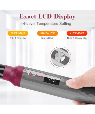IG INGLAM 8-in-1 Curling Iron Wand Set - Professional Hair Curler with 8 Ceramic Barrels Fast Heat & Adjustable Temp for All Hair Types - Rock Grey & Purple - Buy Online on GoSupps.com