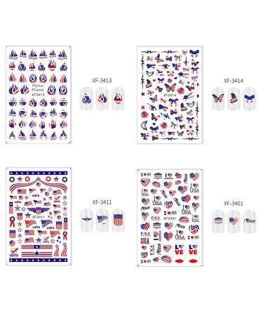 4th of July Nail Stickers - American Flag Patriotic Independence Day Nail Art Decals - Buy Online on GoSupps.com