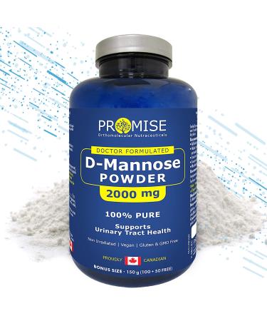 Promise D-Mannose Powder 100% PURE - 2000mg Rapid Urinary Tract Cleanse. Relieves UTI and Burning Pain. For Men & Women. Bladder Control for Sleep Exercise & Movement. Gentle On the Stomach (100+50g FREE)