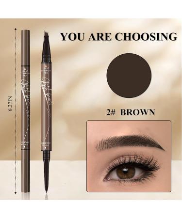 4-Tip Microblading Eyebrow Pen Waterproof Eyebrow Pencil Microblade Eyebrow Pens for Women Long-Lasting Magic Eye Brow Pencil with 4 Fork Tip for Makeup Cosmetics (brown) 2# Brown - Buy Online on GoSupps.com
