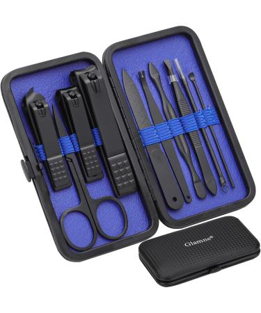 Glamne Manicure Set Nail Clippers Set Professional Stainless Steel Nail Care Tools with Leather Travel Case 10 in 1 Blue - Buy Online on GoSupps.com