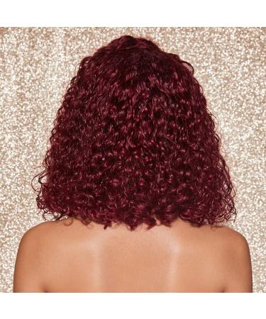 14 Wine Red 99J Curly Lace Front Bob Wig | Brazilian Remy Human Hair with Baby Hair | Unprocessed and Pre-Plucked for Natural Hairline - Buy Online on GoSupps.com