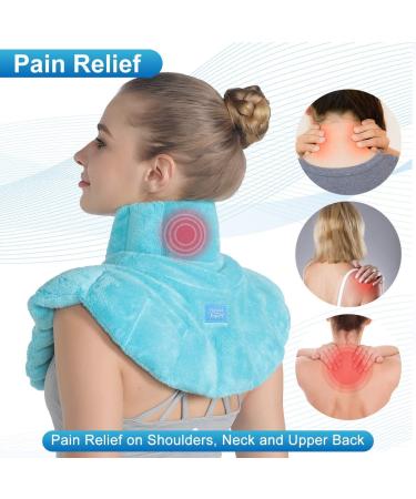 Relief Expert Extra Large Microwavable Heating Pad for Neck and Shoulders with Weighted Wrap & Eye Mask Combo - Blue - Buy Online on GoSupps.com
