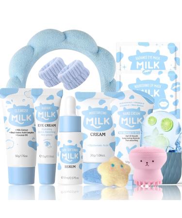 13PCS Milk Skincare Set for Kids & Teens Complete Kids Skin Care Set for Girls Ages 8-12 Skin Care for Kids Girl 10-12 Skin Care Set for Teens Face Care Kit Gentle Nourishing All Skin Types 13 PCS
