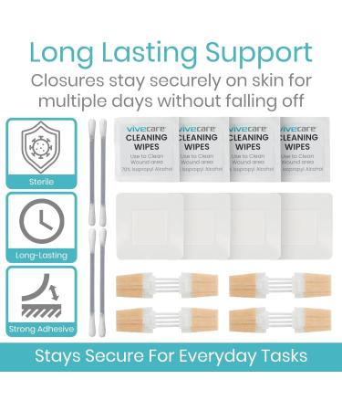Buy ViveCare Emergency Wound Closure Device Kit 4 Pcs Adhesive Zip Stitch Sutures & Sterile Bandaids for Outdoors | Laceration Closure Without Stitches - Buy Online on GoSupps.com