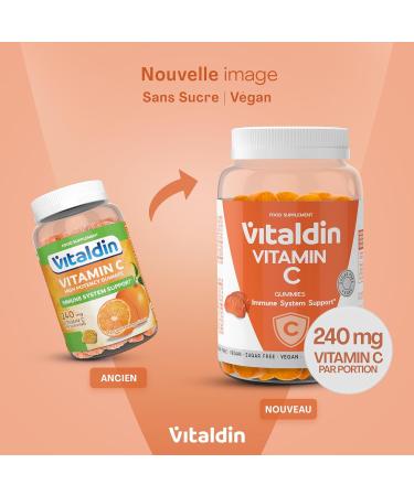 VITALDIN Gummies Vitamine C 240 mg par dose Enfants et adultes Renforce l immunit et r duit la fatigue V ganes sans sucre sans gluten Saveur orange 70 gummies - Buy Online on GoSupps.com
