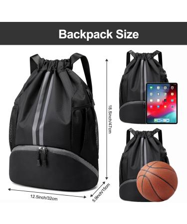 Hoedia Unisex Sports Backpack with Drawstring L - Durable & Stylish Black Gym Bag for Travel & Fitness - Buy Online on GoSupps.com