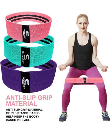 Resistance Bands Set for Legs and Glutes - Non-Slip Booty Bands for Women & Men - Hip Circle Back Stretcher - Includes Workout Booklet - Set of 3 (Pink-Blue-Purple) - Buy Online on GoSupps.com