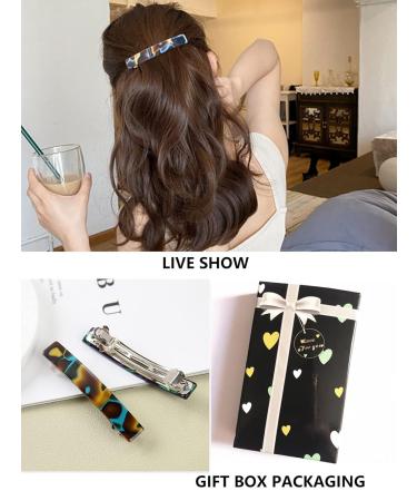 3-Piece Automatic Hair Clips for Women - Small French Shield Clips in Marble Periwinkle Turquoise & Amethyst - Ideal for Thin & Medium Hair - Buy Online on GoSupps.com