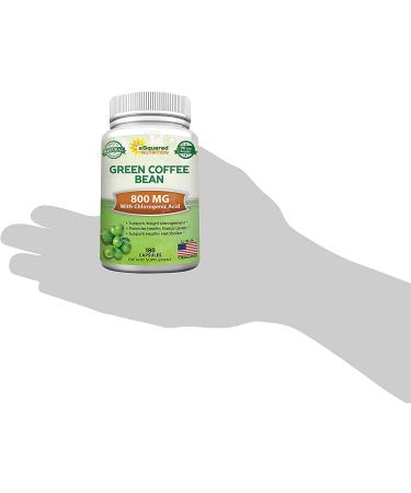 Green Coffee Bean Extract 180 Capsules - Max Strength GCA Antioxidant Cleanse for Weight Loss - 800mg/pill with Chlorogenic Acid - 1600mg Daily Supplement - Healthy Fat Burner - Buy Online on GoSupps.com
