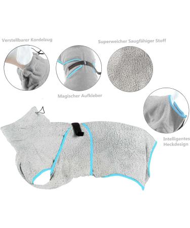 OWBB Extra Suction Dog Bath Towel & Cat Fast Drying Bathrobe - XS Soft Fleece Gray | Adjustable Straps Pet Coat - Buy Online on GoSupps.com