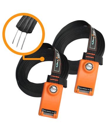 Onefeng Sports Lockable Tie Down Strap with 3 Stainless Steel Cables 'No Scratch' Silicone Buckle to Prevent Anyone from Taking Your Surfboards, Paddle Boards 2 Pack Key Lock Strap,1"(W)10'(L)