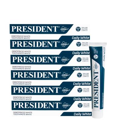 President President Set of 6 White Teeth Whitening Anti-Plaque Anti-Scales and Anti-Yellowing Teeth Refreshing with RDA 85 Piedmontese Mint Aroma 6 x 75 ml