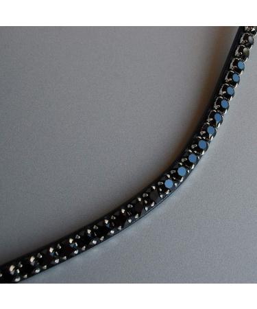 Shop Happiness Hinge Headring Horse Swing 'Black Beauty' - Hand-Sewn with Large Glitter Stones Matt Black & Dark Brown Leather - Buy Online on GoSupps.com