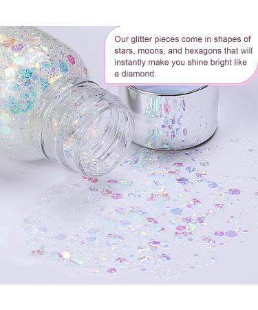 TEOYALL Holographic White Face Glitter - Long Lasting Chunky Sequins for Body Face & Hair Makeup - International Shipping Available - Buy Online on GoSupps.com
