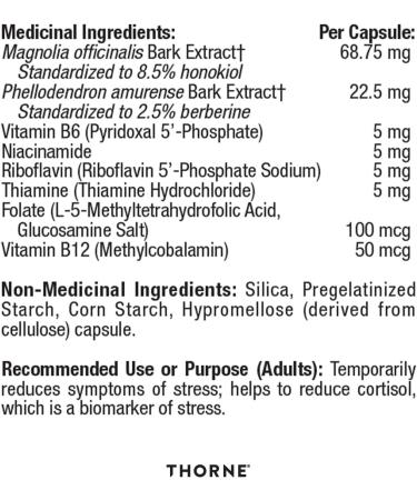 Thorne Research - Relora Plus - Proprietary Blend of Plant Extracts with B Vitamins - Helps Reduce Stress-Related Eating - 60 Capsules - Buy Online on GoSupps.com