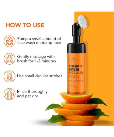 Brightening Vitamin C Foaming Face Wash | Papaya & Orange Extracts | Deep Cleansing Silicone Brush | Paraben & Sulfate Free | 150ml - For All Skin Types - Buy Online on GoSupps.com