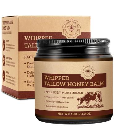 QwsYaay Beef Tallow for Skin Tallow Face Moisturizer Tallow and Honey Balm Grass-Fed Whipped Beef Tallow and Honey Cream Deeply Moisturizing for Face & Body Suitable for Dry & Aging Skin 4.2 oz