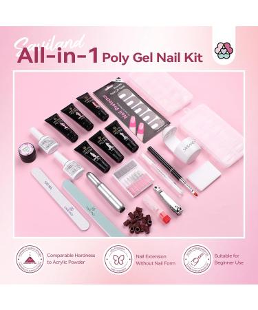 Saviland Poly Gel Nail Kit with Drill/U V Light - 6 Colors Jelly Poly Extension Set for DIY Nail Art at Home - Buy Online on GoSupps.com