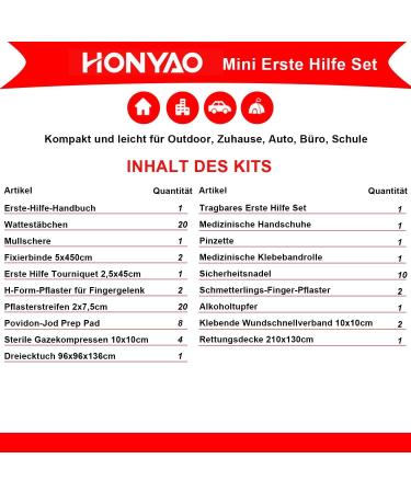 Honyao Mini Travel First Aid Set - 90-Piece Emergency Kit for Home Car Camping and Outdoor Activities - Buy Online on GoSupps.com