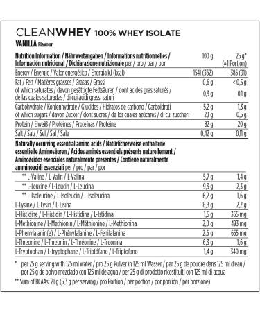 Powerbar Clean Whey Protein Isolate 100% - Vanilla 570g | High-Quality Protein Shake with BCAAs for Optimal Muscle Recovery - International Shipping Available - Buy Online on GoSupps.com