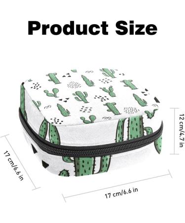 Stylish Menstruation Pad Bag with Zipper - Abstract Geometry & Cactus Design - Ideal Women's Collecting Bag for Menstrual Products - Buy Online on GoSupps.com