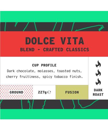 Coffee Ground for Cafetiere 227g Bag Dolce Vita Blend Ground Coffee Chocolate Nuts & Fruits Notes 100% Arabica & Robusta Dark Roast Fresh Coffee Single Origin (We Are Coffee Co) Ground Cafetiere 227 g (Pack of 1) - Buy Online on GoSupps.com