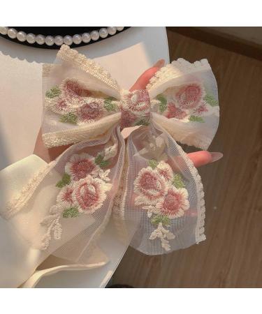 Inateannal Large Lace Bow Hair Clip for Women Styling Sectioning Alligator Hair Barrettes Ribbon Hair Clasp Wedding Hair Accessories for Brides Style-1 - Buy Online on GoSupps.com