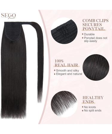 SEGOHAIR Wrap Around Ponytail Human Hair Clip in Ponytail Hair Extensions 14 inch Long Straight One Piece Clip in Hairpieces Human Hair Extensions-Off-Black Hair Extensions 14inch 1B - Buy Online on GoSupps.com