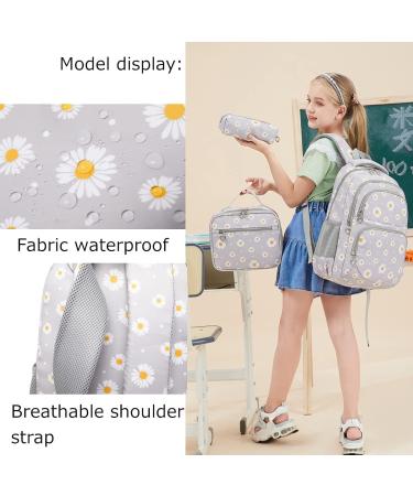 3Pcs Daisy Prints Backpack Sets for Girls - Grey | Kids Bookbag for Elementary Students and Teens - Buy Online on GoSupps.com