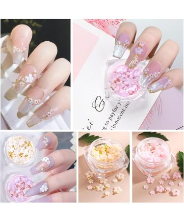 3D Flower Nail Charms - Acrylic Charms with Gold/Silver Beads for Nail Art - 6 Boxes - Nail Accessories for Women/Girls - DIY Nail Design - Buy Online on GoSupps.com