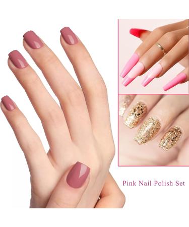 Pink Nail Polish Set - Glitter Pink Nail Varnish Sets - Quick Dry Nude Sparkle Nail Polishes - 5 Colors Long Lasting No Need UV Nail Polish Manicure Kit For Women Beauty Gift - Buy Online on GoSupps.com