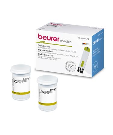 Beurer blood sugar test strips for use with GL 48 and GL 49 50 pieces (2 x 25 can) suitable for your own application tested test strip quality